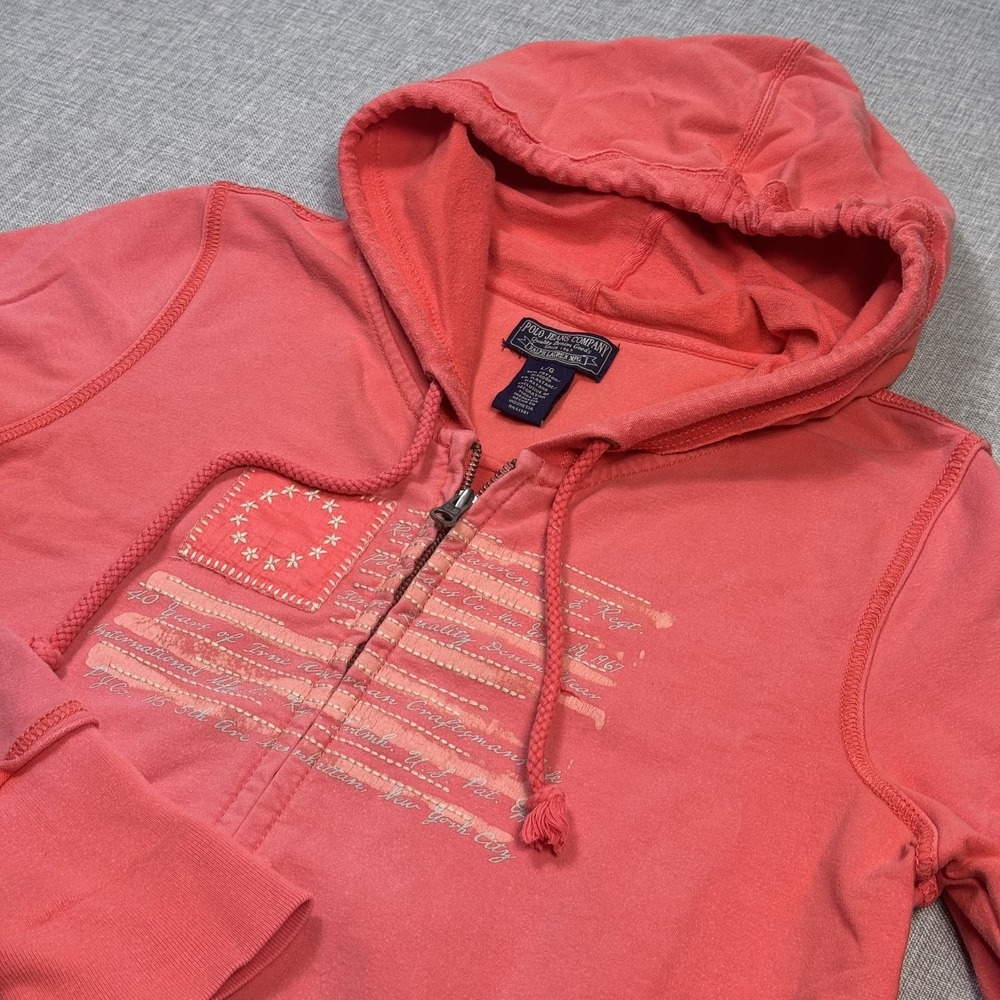Ralph Lauren Polo Jeans Company Full Zip Hoodie Womens Large Pink Fleece